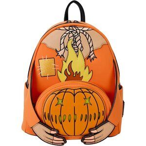 Loungefly Mini Backpack: SAM TRICK R TREAT Halloween Pumpkin Flaming Head GLOW